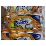 15 mega rolls paper towels orange top
