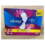Always Radiant Flexfoam Pads, 76 Count