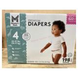 Size 4 Premium Baby Diapers, 198 Count