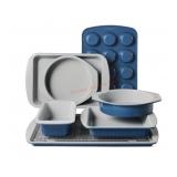 8-Piece Nonstick Bakeware Set in Blue and Gray
