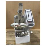 Knife Block Set with Sharpener in White