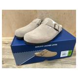 Womenï¿½s Taupe Suede Clogs, Size 7