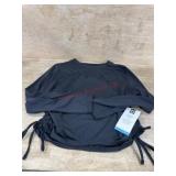 Black Ruched Long-Sleeve Top, Size L