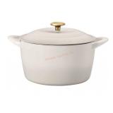 White Cast Iron Dutch Oven with Brass Knob