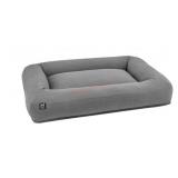 Gray Rectangular Dog Bed with Bolster