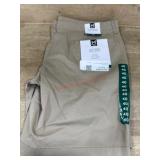 Khaki Flat Front Twill Shorts, Size 40