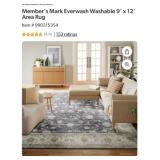 Washable 9ï¿½ x 12ï¿½ Area Rug with Skid Resistant Bac