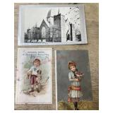 old post card and 2 Child print business handouts