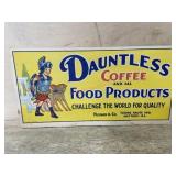 Dauntless Coffee advertising card board sign