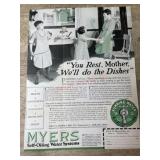 Myers Self oiling water systems advertisment