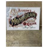 Saegers Monogram Cigar advertising sign