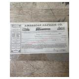 1854 American Express receipt for bank notes