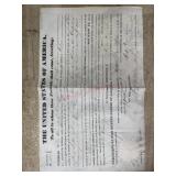 1838 Land patent document issued by United States