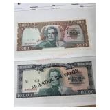 2- banco Central Del Uruguay bank notes  5000 and