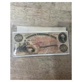 1865 Virginia Treasury note 500 hundred dollars