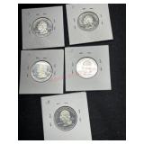 5- 2001 S SILVER PROOFS, VT, RI, NC, NY, KY,
