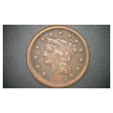 1853 BRAIDED HAIR LARGE CENT PIECE