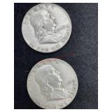 TWO 1952 FRANKLIN HALF DOLLARS
