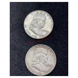 TWO 1950 FRANKLIN HALF DOLLARS