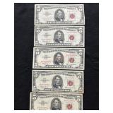5- 1963 $5.00 BILLS