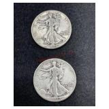 TWO 1942 WALKING LIBERTY HALF DOLLAR