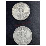 TWO 1943 WALKING LIBERTY HALF DOLLAR