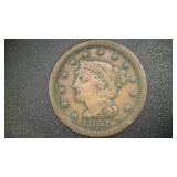 1851 BRAIDED HAIR LARGE CENT PIECE