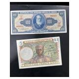 100 Brazillian Cruzeriros and French Equatorial