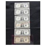 6- 1957 $1.00 BILLS