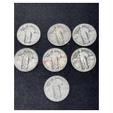 7 STANDING LIBERTY QUARTERS, YEARS ARE HARD TO