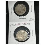 2-  1913 TYPE II BUFFALO NICKELS