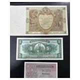 1929 Poland,  1960 Peru and 1955 Laos bank notes