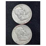 TWO 1951 FRANKLIN HALF DOLLARS