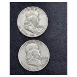 TWO 1953 FRANKLIN HALF DOLLARS