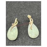 BEVERLY HILLS GOLD EARINGS WITH GREEN STONES