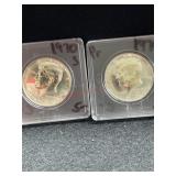 TWO 1970-S KENNEDY HALF DOLLAR, LABLED PROOF