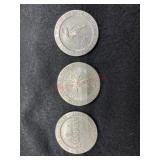 3 SILVER GAMING TOKENS