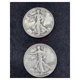 TWO 1942 WALKING LIBERTY HALF DOLLAR