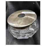 STEERLING SILVER DRESSAR JAR, TOP IS STEERLING