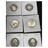 6- 1980 S-1987 S  PROOF WASHINGTON QUARTERS