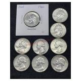 9  1960-1964 WASHINGOTN QUARTERS, SILVER