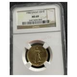 1986 GOLD EAGLE G $10 GOLD PIECE, GRADED MS 69