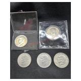 5 Eisenhower dollars, 1-1971, 3-1776-1976, 1-1977