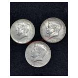 THREE 1964 KENNEDY HALF DOLLARS