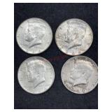 FOUR 1964 KENNEDY HALF DOLLARS