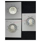 3- 1999 S SILVER PROOFS, GEORGIA, CONNECTICUT,