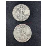 TWO 1943 WALKING LIBERTY HALF DOLLAR