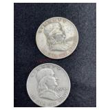 TWO 1948 FRANKLIN HALF DOLLARS