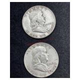 1949 AND 1950 FRANKLIN HALF DOLLARS