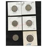 3-1883 NO CENTS, 2-1899 1-1898 LIBERTY HEAD DIMES